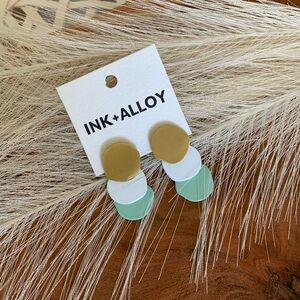 INK+ALLOY Gold, White, and Green Earrings